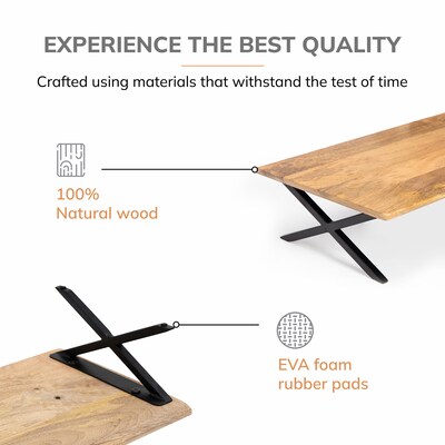 Anji Mountain Mango Wood & Metal Monitor Stand, Up to 32" Monitor, Natural (MS-MNG-04BLK)