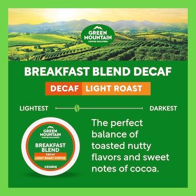 Green Mountain Breakfast Blend Decaf Coffee Keurig® K-Cup® Pods, Light Roast, 48/Box (5000355634)