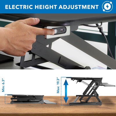 Mount-It! 47"W Electric Adjustable Standing Desk Converter with Dual Monitor Mount and USB Charging Port, Black (MI-8054)