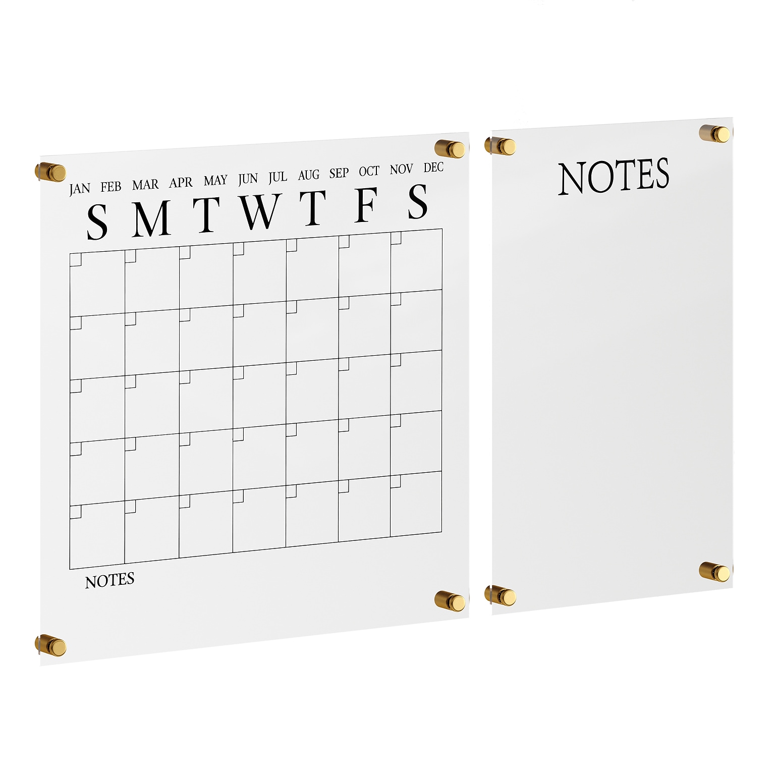 Martha Stewart Grayson Acrylic Black Print Dry Erase Wall Calendar with Notes, 18 x 18 (BRACS284545B2CB)