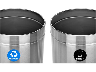 Alpine Industries Stainless Steel Recycling Bin and Trash Can with Open Lid, 27 Gallon, Silver, 2/Pack (ALP475-27-R-T)