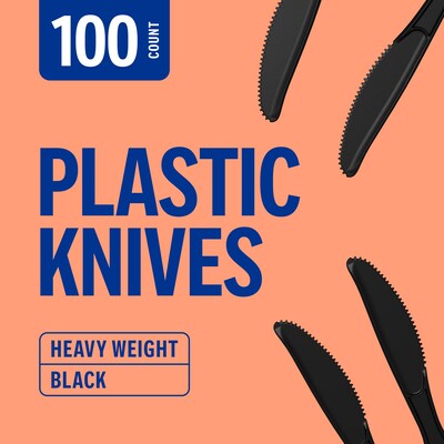 Perk™ Polystyrene Knife, Heavy-Weight, Black, 100/Pack (PK56393)