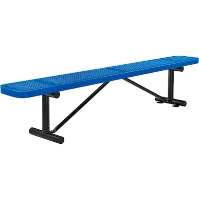 Global Industrial 8 Outdoor Steel Flat Bench, Perforated Metal, Blue (262076BL)