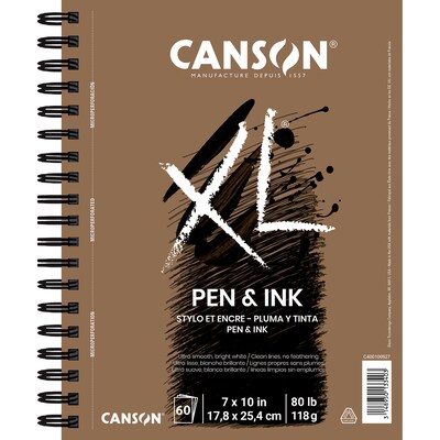 Canson XL Series 7 x 10 Wire Bound Pen & Ink Sketch Pad, 60 Sheets/Pad, 3/Bundle (MCXC400100927-3)