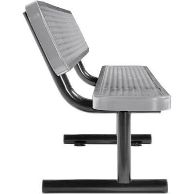 Global Industrial 6' Outdoor Steel Bench w/ Backrest, Expanded Metal, Gray (277154GY)