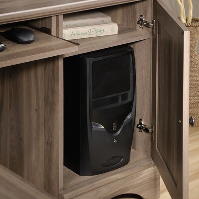 Sauder Harbor View 66"W L-Shaped Computer Desk, Salt Oak (417586)