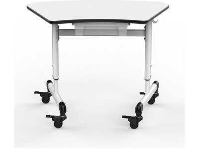 Luxor 29"W Height-Adjustable Trapezoid Student Desk with Drawer, White/Black (MBS-DESK)