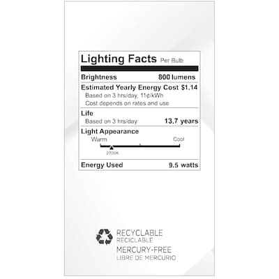 Viribright 9.5 Watts Soft White LED Household Bulb, 12/Box (640555-12)