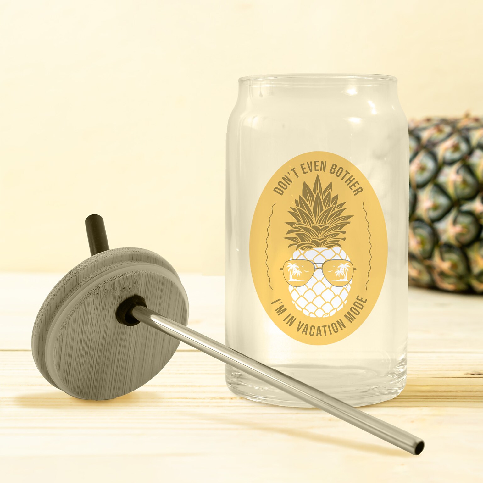 POD FC CAN GLASS W BAMBOO LID 16OZ