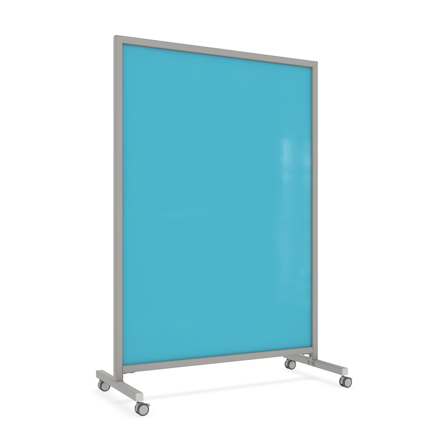 Ghent EZ Glass Mobile Dry-Erase Whiteboard, Aluminum Frame, 75H x 50W, Blue (EZ1NA7550BE)