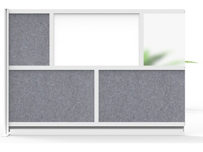 Luxor Workflow Series 5-Panel Modular Room Divider System Add-On Wall with Whiteboard, 48"H x 70"W, Gray/Silver