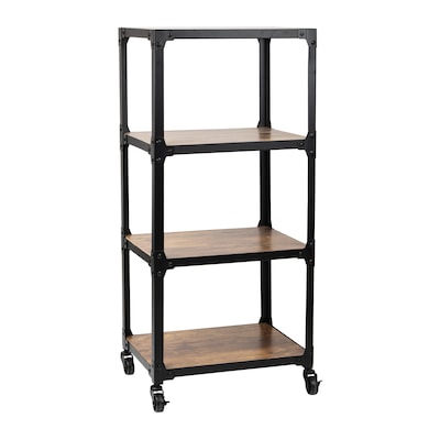 Mind Reader 4-Tier Bar Cart Rolling Utility Cart, Black (4TWDMTCART-BLK)