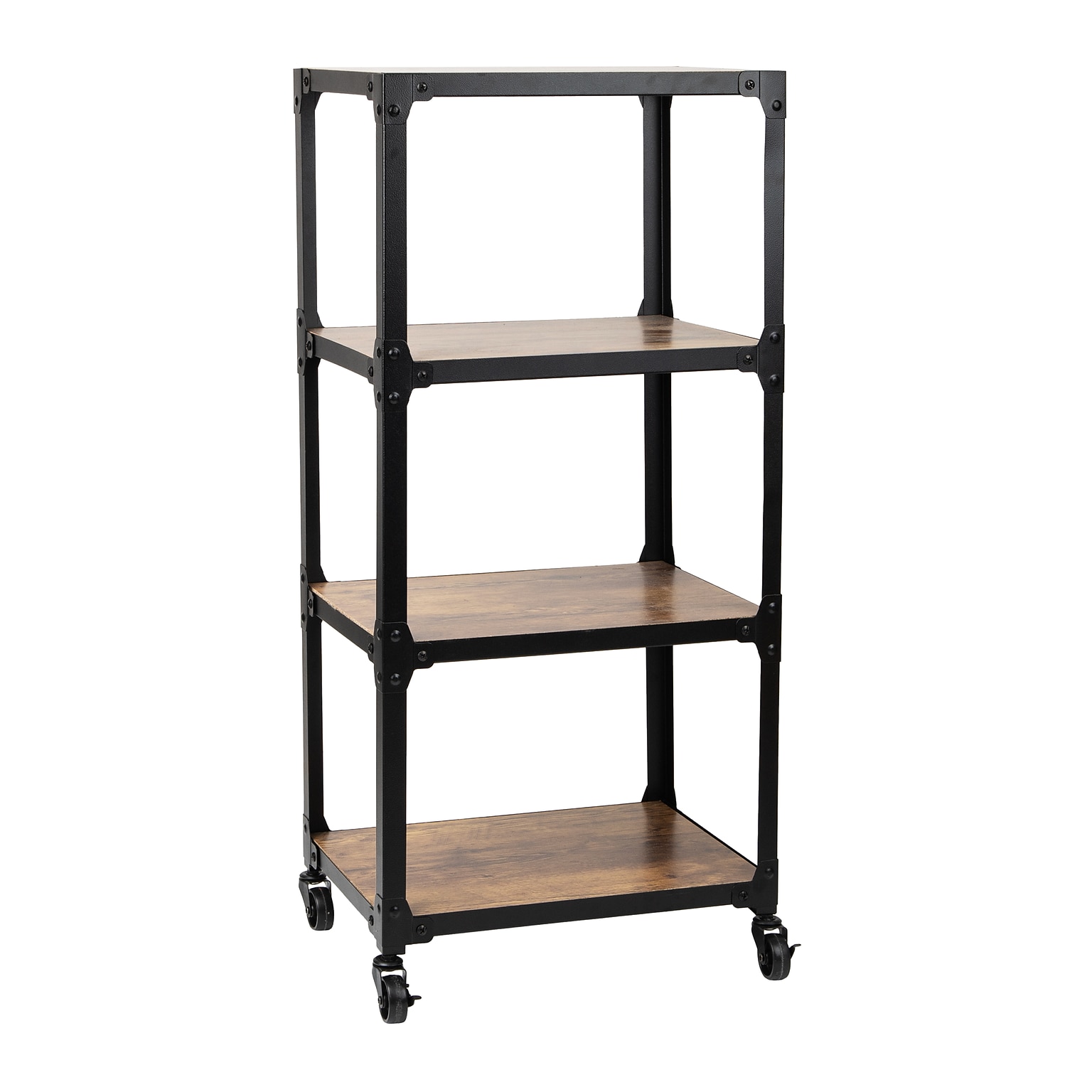 Mind Reader 4-Tier Bar Cart Rolling Utility Cart, Black (4TWDMTCART-BLK)