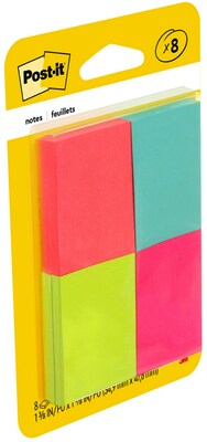Post-it® Notes, 1 3/8"x 1 7/8", Poptimistic Collection, 50 Sheets/Pad, 8 Pads/Pack (653-8AF)
