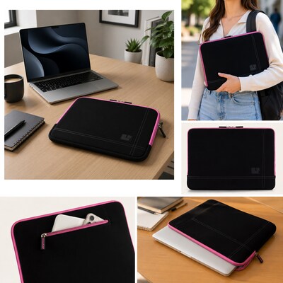 SumacLife 13" Laptop Sleeve, Black/Pink (NBKLEA672)