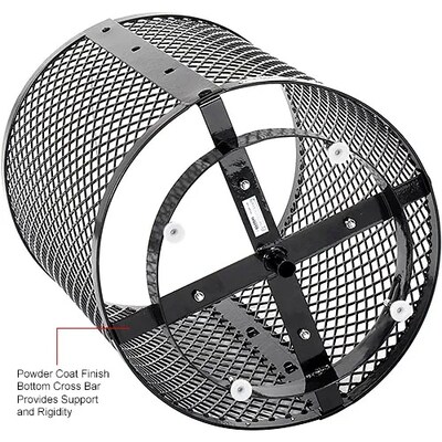 Global Industrial Outdoor Diamond Steel Trash Can w/ Rain Bonnet Lid & Base, 36 Gallon, Black (261926BKD)