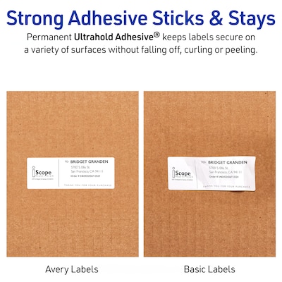 Avery Waterproof Laser Address Labels, 1" x 2-5/8", Matte White, 1,500 Labels/Box (5520)