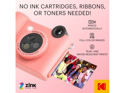 Kodak Smile+ 5 Megapixels Digital Instant Print Camera, Pink (RODSMPCAMPK)