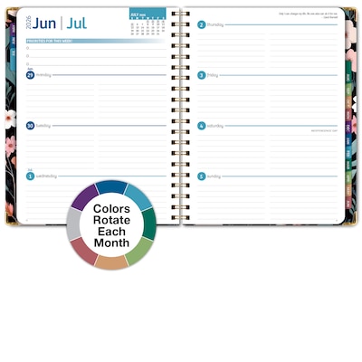 2026-2027 Excello Brands 8.5" x 11" Academic Weekly & Monthly Planner, Paperboard Cover, Black Floral Pink (FSHN-AY26-8511-06)