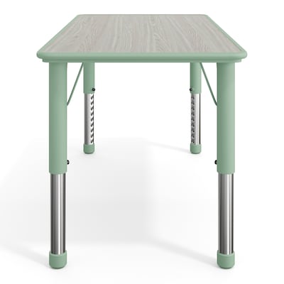 Flash Furniture Wren Rectangular Activity Table, 23.5" x 47.25", Height Adjustable, Light Gray Woodgrain/Sage (YU060RECTBSGE)