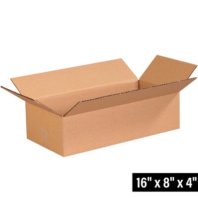 16 x 8 x 4 Shipping Boxes, 32 ECT, Brown, 25/Bundle (1684)