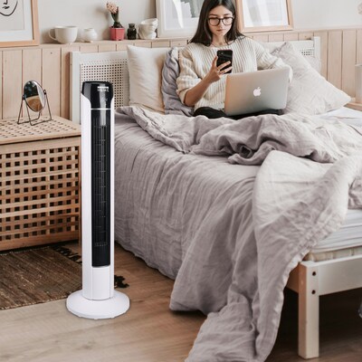 Techni Home Oscillating Tower Fan, 3 Speed, White/Black (RTA-36T-FAN)