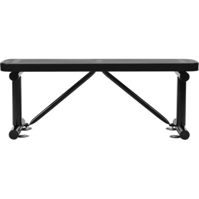 Global Industrial 4 Outdoor Steel Flat Bench, Perforated Metal, Black (695742BK)