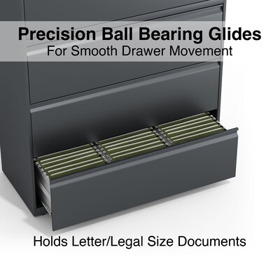 Quill Brand® 4-Drawer 42" Lateral File Cabinet, Letter/Legal, Charcoal (26826D)