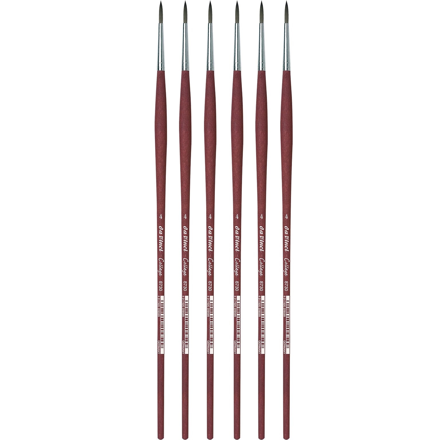 da Vinci COLLEGE Oil and Acrylic Synthetic Bristle, Round Brush, 6/Bundle (DVXVA87304-6)