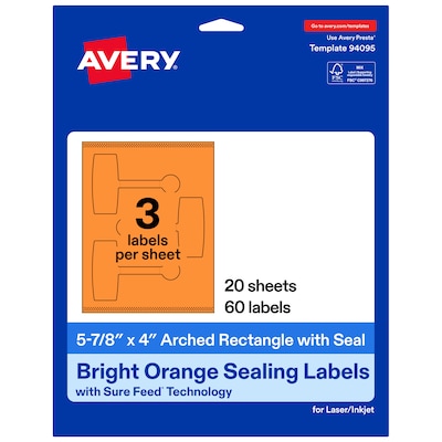Avery Laser/Inkjet Multipurpose Labels, 5-7/8 x 4, Bright Orange, 60 Labels/Pack (19479370793)