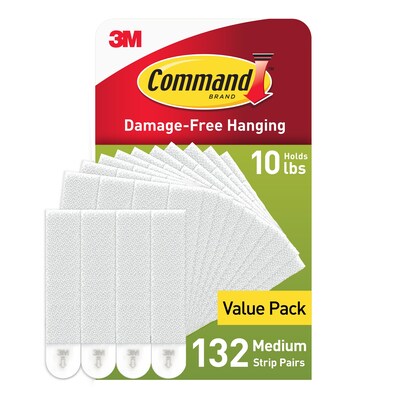 Command Medium Hanging Strips, 12 lb., White, 132 Pairs/Pack (17201-S132NA)