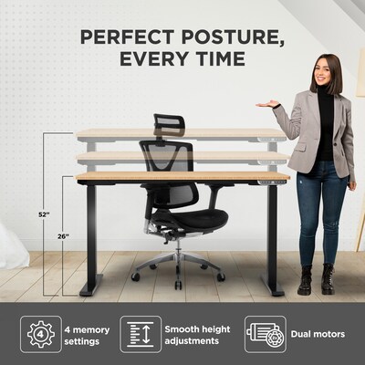 Uncaged Ergonomics Rise Up Electric Adjustable Height Standing Desk with Natural Bamboo Desktop (RUbb)