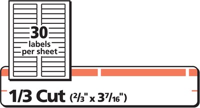 Avery TrueBlock Laser/Inkjet File Folder Labels, 2/3" x 3-7/16", White/Orange, 750 Labels/Pack (5166)