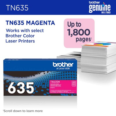 Brother TN635 Standard Yield Magenta Toner Cartridge, Prints Up to 1,800 Pages(TN635M)