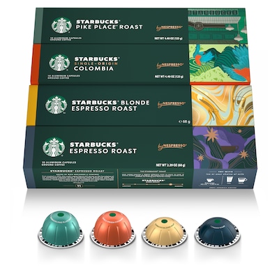 Nespresso Starbucks Coffee & Espresso Variety Pack Coffee Nespresso Vertuo Capsules, 40/Pack (163930)