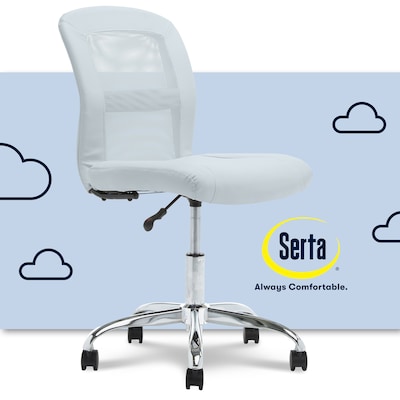 Serta Essentials Armless Ergonomic Bonded Leather/Mesh Swivel Task Chair, Blue (48740D)