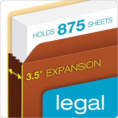 Pendaflex Reinforced File Pocket, 3 1/2 Expansion, Legal Size, Brown, 10/Box (64264)