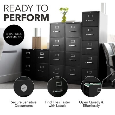 HON 310 Series 5-Drawer Vertical File Cabinet, Legal Size, Lockable, 60"H x 18.25"W x 26.5"D, Black (HON315CPP)