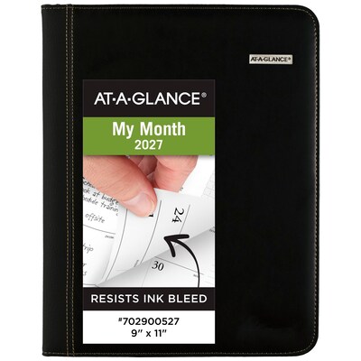 2027 AT-A-GLANCE Executive 9 x 11 Monthly Planner, Faux Leather Cover, Black (70-290-05-27)