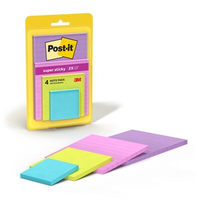 Post-it Super Sticky Notes, 3 x 3, Supernova Neons Collection, 70 Sheet/Pad, 24 Pads/Pack (654-24SSMIA-CP)