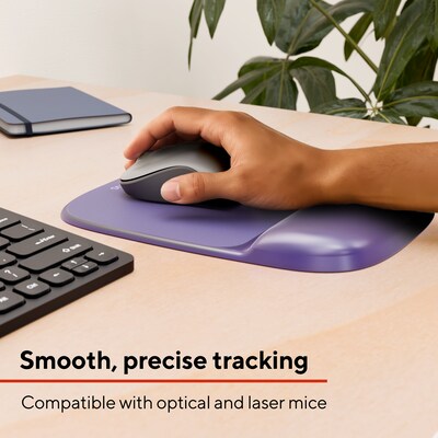 Staples TECH Gel Non-Skid Mouse Pad/Wrist Rest Combo, Purple (18265)