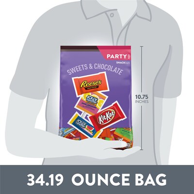 JOLLY RANCHER, KIT KAT and REESE'S Assorted Flavored Snack Size, Candy Party Pack, 34.19 oz (HEC93942)
