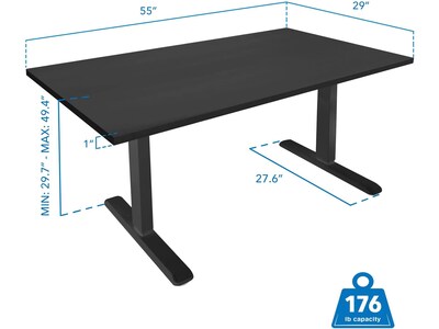 Mount-It! 55"W Electric Rectangular Adjustable Standing Desk, Black (MI-18087)