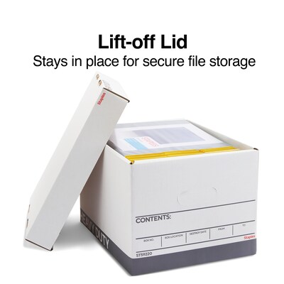 Staples Triple Wall Heavy Duty File Box, Lift Off Lid, Letter/Legal, White/Gray, 12/Carton (TR59220)
