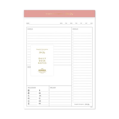 Blue Sky Bespoke Letterpress Notepad, 7 x 9, Camellia Pink Trim (155580)