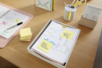 Post-it Sticky Notes, 3 x 3 in., 6 Pads, 100 Sheets/Pad, Lined, The Original Post-it Note, Canary Yellow