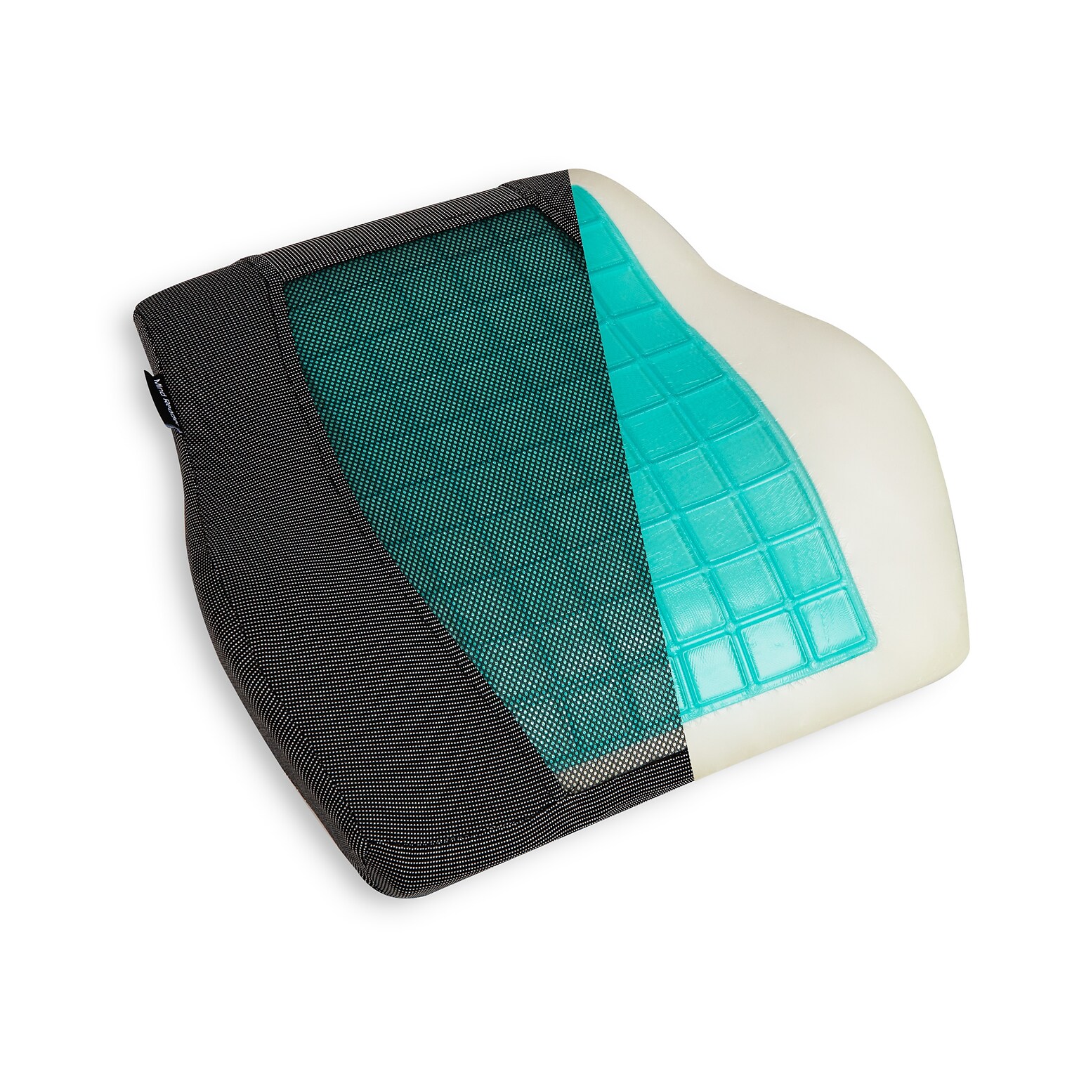 Mind Reader Memory Foam Ergonomic Lower Back Cushion Posture Corrector, Black/Blue (MEMCUSHGL-BLK)