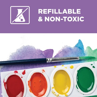 Prang Semi-Moist Washable Watercolor Paint with Brush, Assorted Colors, 8 Colors/Set (00800)
