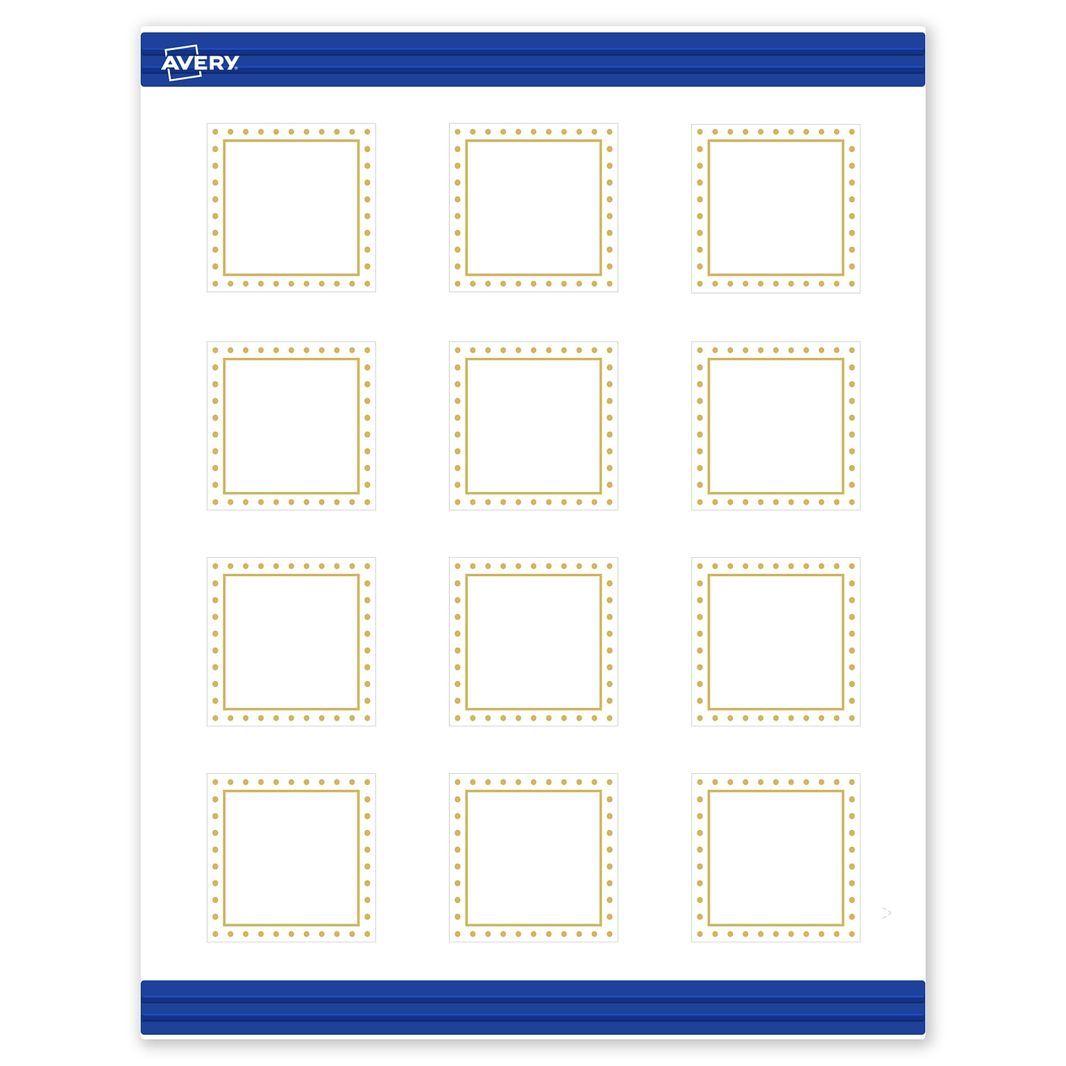 Avery Gold Border with Gold Dots Matte Blank Card, White, 120/Pack (S00-DJ2)