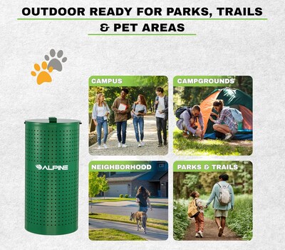 Alpine Industries Steel Outdoor Pet Waste Disposal Bin with Odor Control Lid, 13.5 Gallon, Green (ALP4005-01)